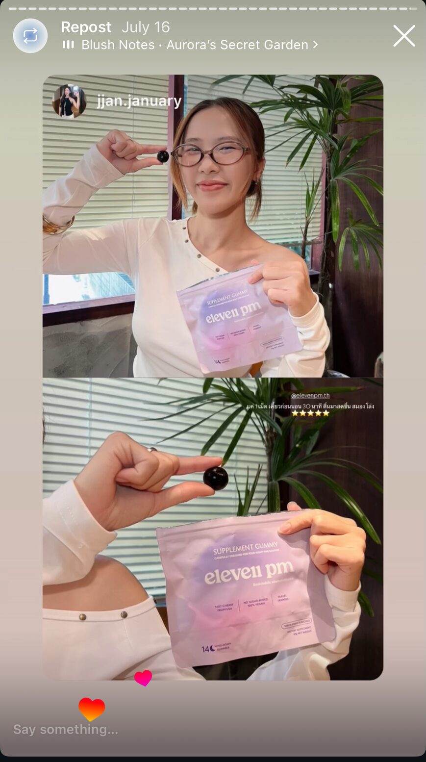 eleven pm sleep gummy real customer review — five-star rating from a returning customer